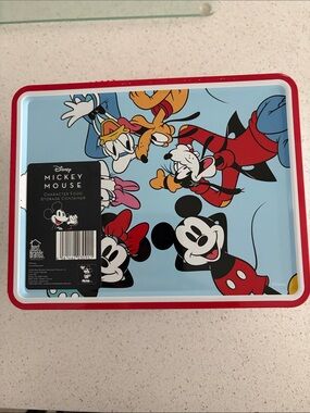 Disney Retro Mickey & Friends Metal Lunchbox - Light Blue & Red